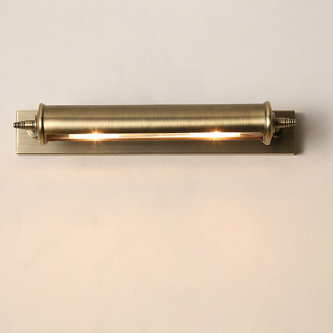 Bronze Column Bar 1-Light Mirror Front Wall Sconce Lamp