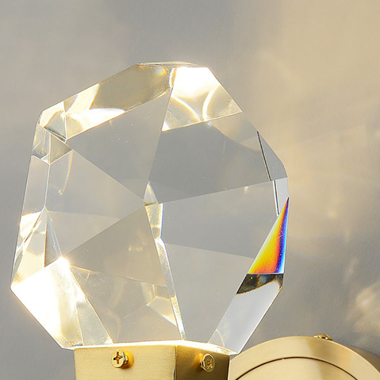 Luxury Full Copper Crystal Stone LED Wall Sconce Lamp
