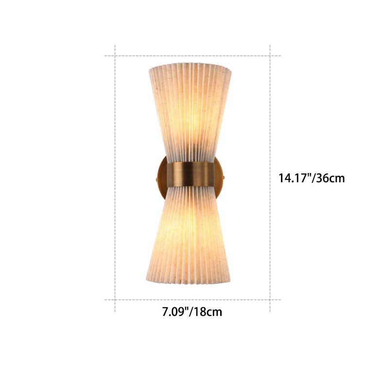 Minimalist Column Fabric Copper 2-Light Wall Sconce Lamp