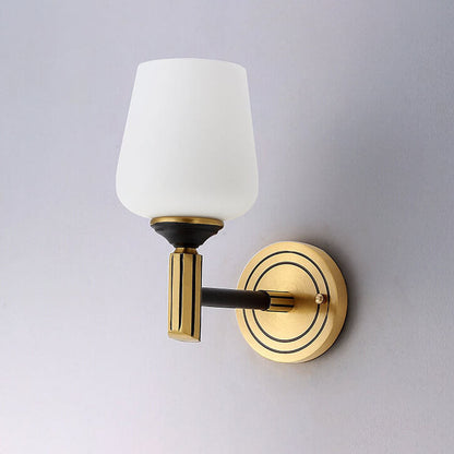 Cylindrical Cup All Brass Glass 1-Light Wall Sconce Lamp