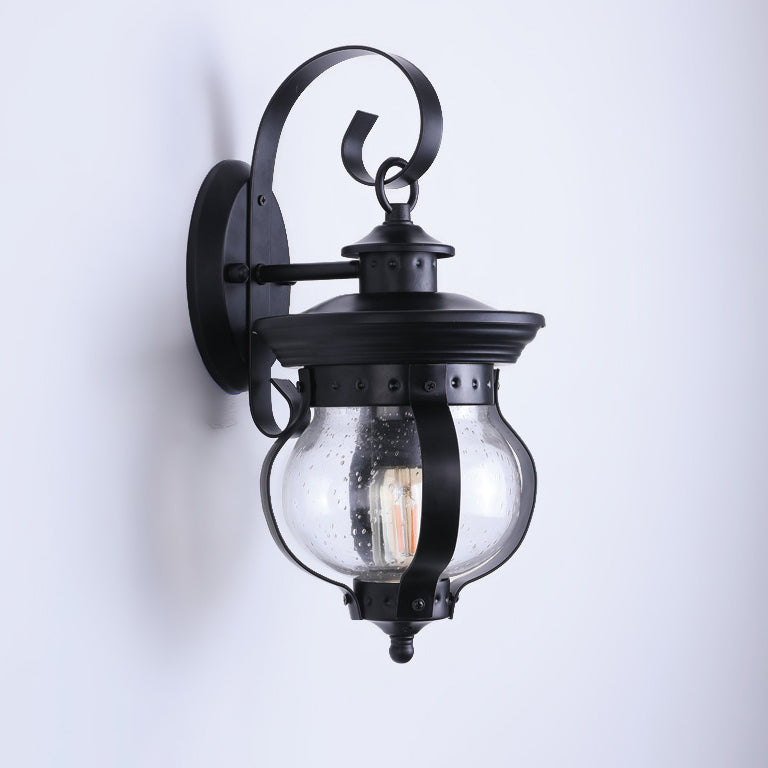 Iron Glass Gourd Shape 1-Light Waterproof Wall Sconce Lamp