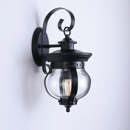 Iron Glass Gourd Shape 1-Light Waterproof Wall Sconce Lamp