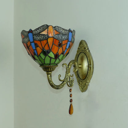 Tiffany Iron Stained Glass 1-Light Wall Sconce Lamp
