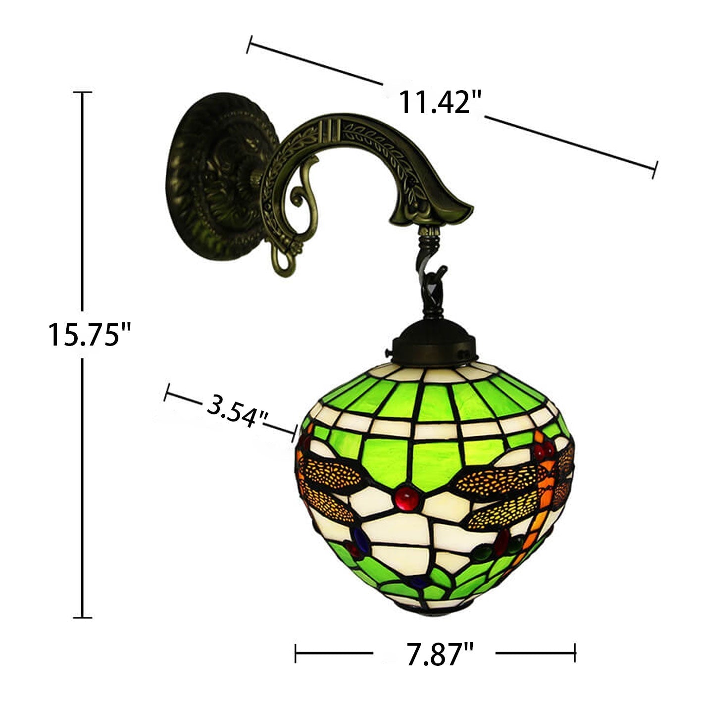 Tiffany Globe Stained Glass 1-Light Wall Sconce Lamp