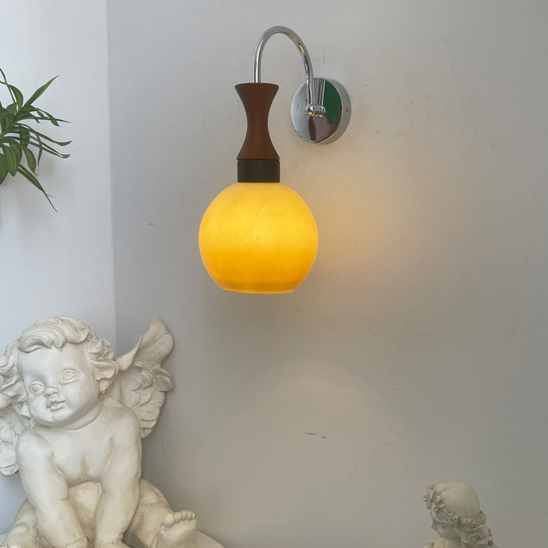 European Round Head Iron Glass 1-Light Wall Sconce Lamp