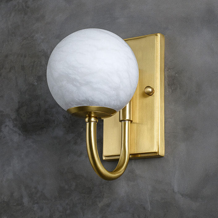 Chinese Marble Spherical Shade 1-Light Wall Sconce Lamp