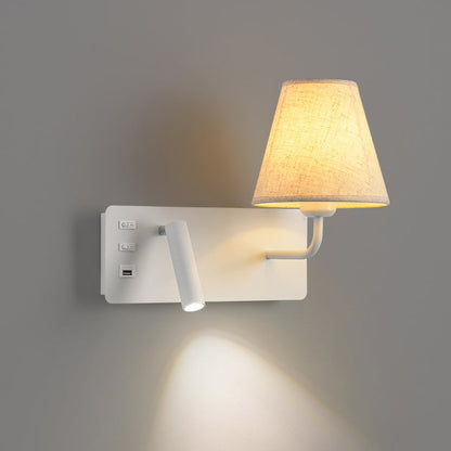 Square Iron Aluminum Fabric 1-Light LED Wall Sconce Lamp
