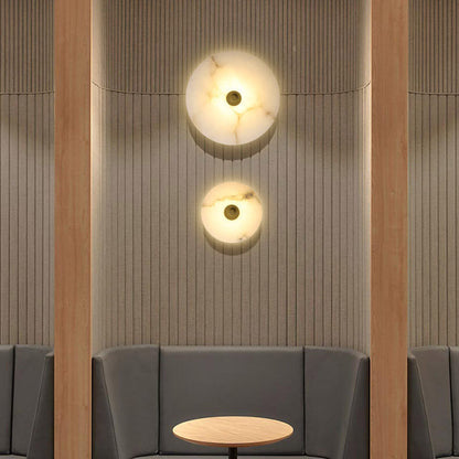 Modern Luxury Round Marble Iron LED Wall Sconce Lamp