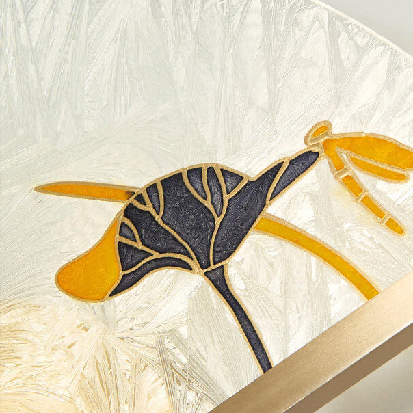 Chinese Glass Folding Fan Shaped Brass LED Wall Sconce Lamp