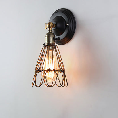 Retro Iron Bracket Shade 1-Light Wall Sconce Lamp