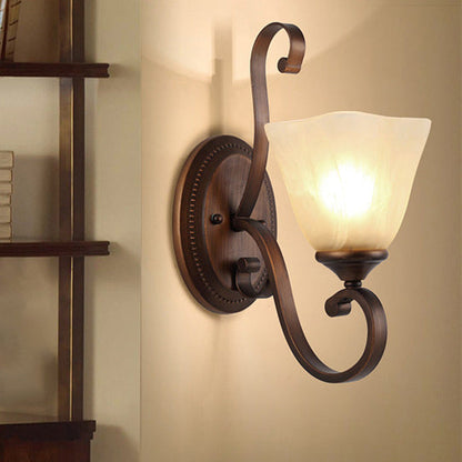 Iron Glass Tetrahedron Oval Base 1/2 Light Wall Sconce Lamp