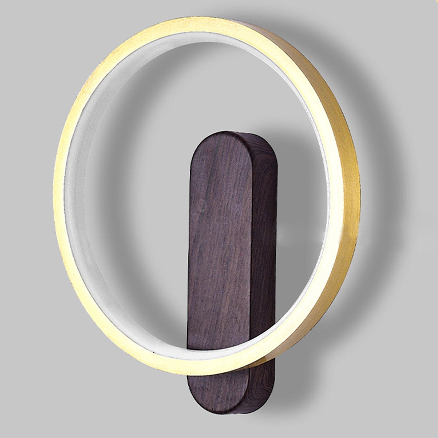 Wood Grain Round Wrought Iron LED Wall Sconce Lamp