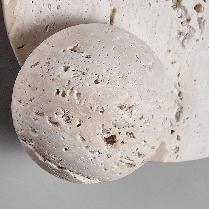 Cream Double Disc White Travertine LED Wall Sconce Lamp