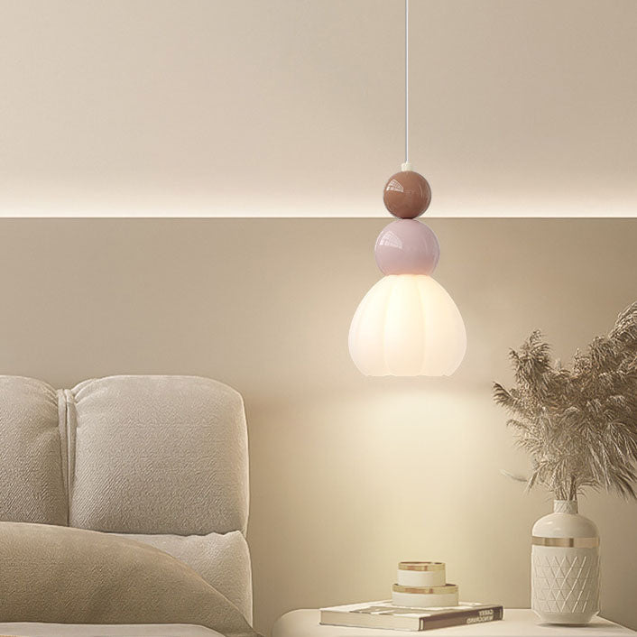 Round Gourd Petal Hardware Glass 1-Light Wall Sconce Lamp