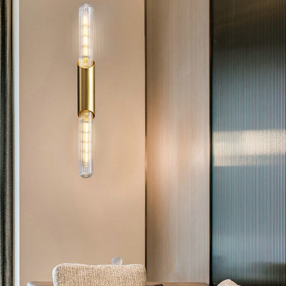 Retro All Copper Long Bar Design 2-Light Wall Sconce Lamp