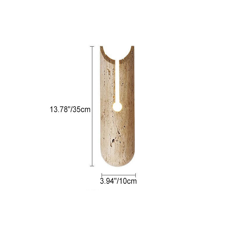 Japanese Travertine Half Oval 1-Light Wall Sconce Lamp