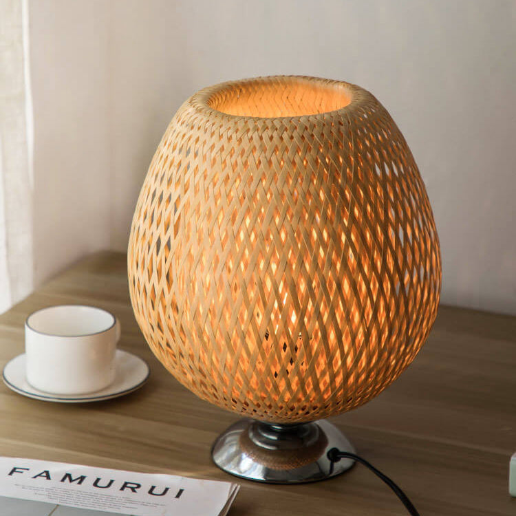 Traditional Wood Bamboo Table Lamp