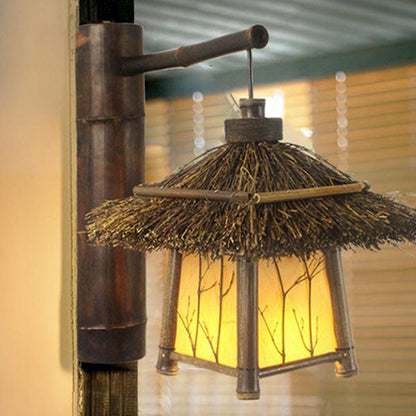 Traditional Rustic Cottage Bamboo 1-Light Wall Sconce Lamp
