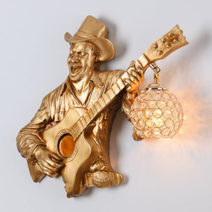 Guitar Player Resin Crystal 1-Light Wall Sconce Lamp