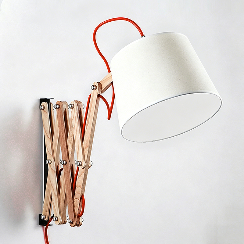 Linen Iron Retractable Rotating 1-Light Wall Sconce Lamp