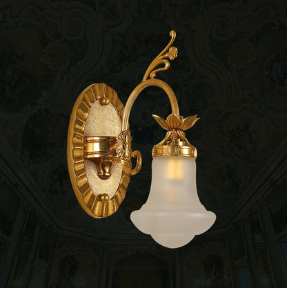 French Flower All Copper Glass 1-Light Wall Sconce Lamp