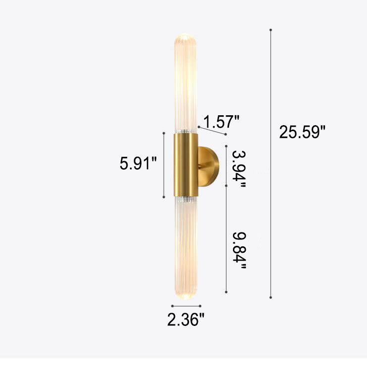 Light Long Gold Clear Copper Glass 1-Light Wall Sconce Lamp