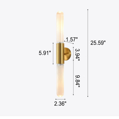 Light Long Gold Clear Copper Glass 1-Light Wall Sconce Lamp