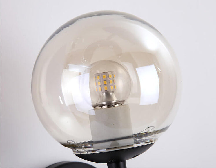 Glass Round Ball Shade Long Pole 1-Light Wall Sconce Lamp