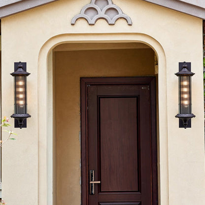 Waterproof Aluminum Glass Cylinder 1-Light Wall Sconce Lamp
