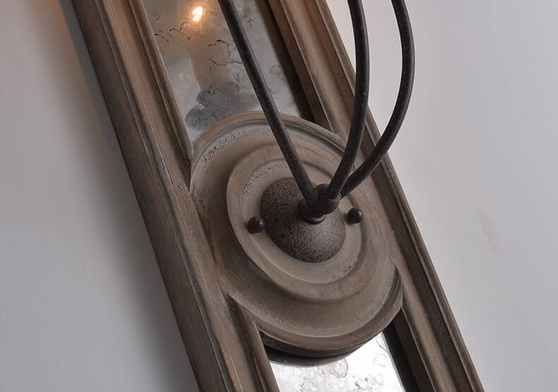 Wooden Long Frame Candelabra 3-Light Wall Sconce Lamp