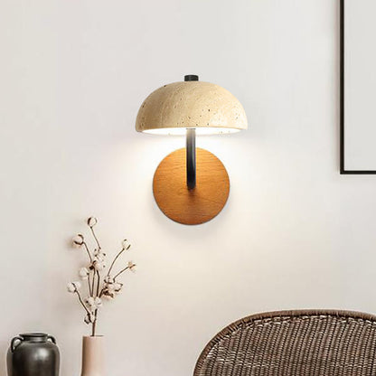 Japanese Iron Wood Umbrella Mushroom LED Wall Sconce Lamp