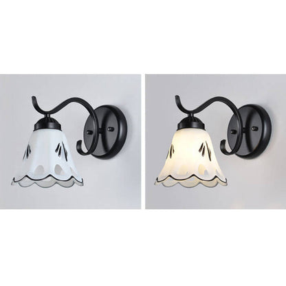 Retro Rustic Iron Glass 1-Light Wall Sconce Lamp