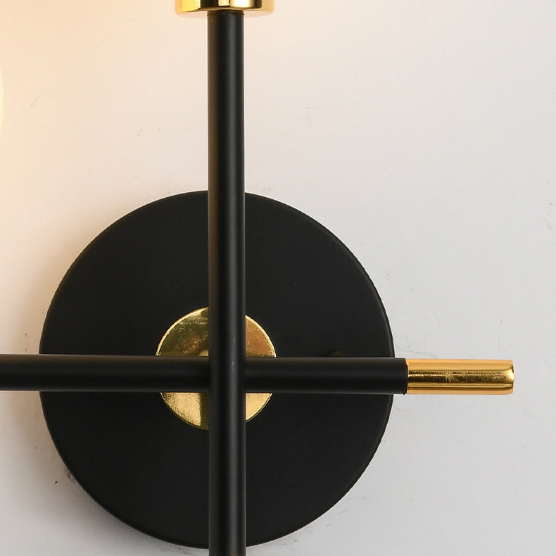 Scandinavian Glass Orb Iron 2-Light Wall Sconce Lamp