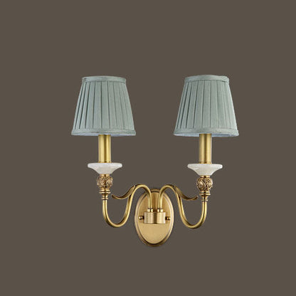 French Cone Copper Curved Arm 1//2 Light Wall Sconce Lamp