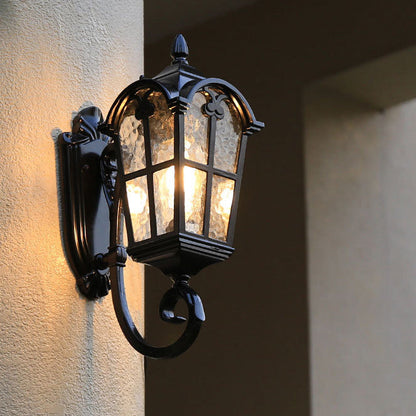 Waterproof Glass Cylinder Ripple 1-Light Wall Sconce Lamp