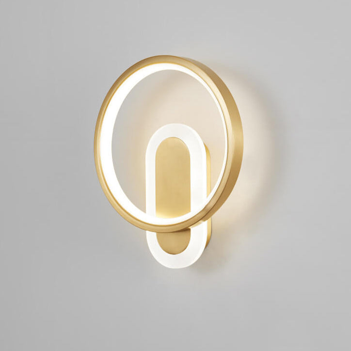 Copper Acrylic Geometric Circle Ring LED Wall Sconce Lamp