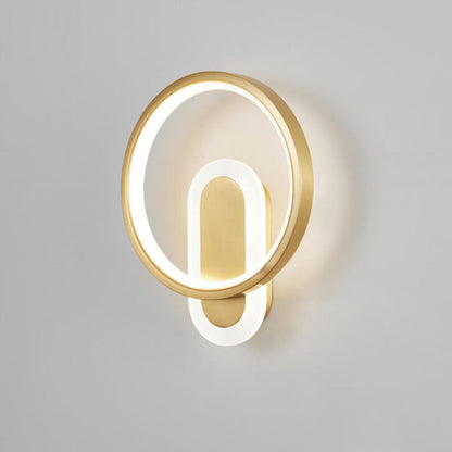 Copper Acrylic Geometric Circle Ring LED Wall Sconce Lamp