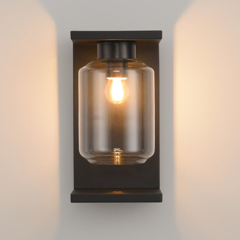 Waterproof Steel Cylinder Glass 1-Light Wall Sconce Lamp
