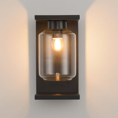 Waterproof Steel Cylinder Glass 1-Light Wall Sconce Lamp