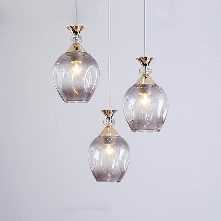 Contemporary Nordic Gradient Glass Hardware Orb 1/3 Light Island Light Chandelier for Living Room