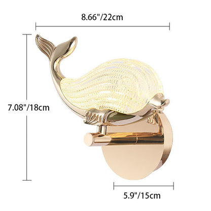 Nordic Light Luxury Aluminum Whale LED Wall Sconce Lamp