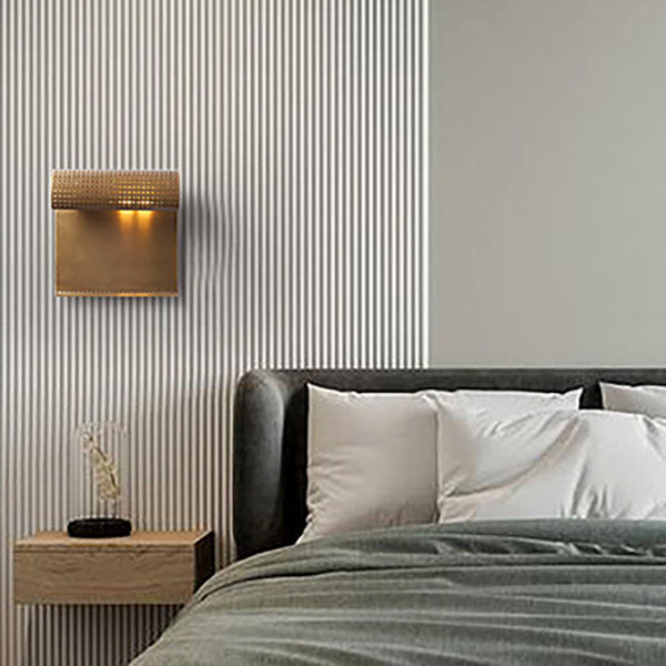 Rolled Edge Rectangle All Copper 1-Light Wall Sconce Lamp