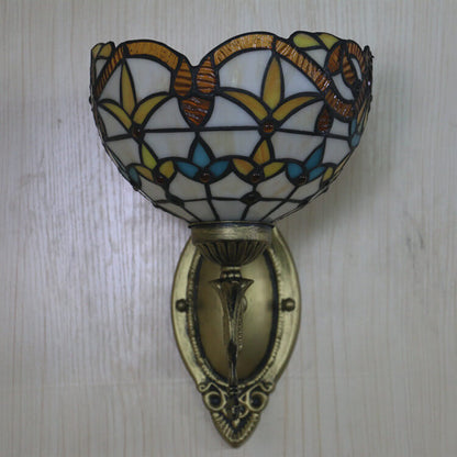 Tiffany Flora Stained Glass 1-Light Wall Sconce Lamp