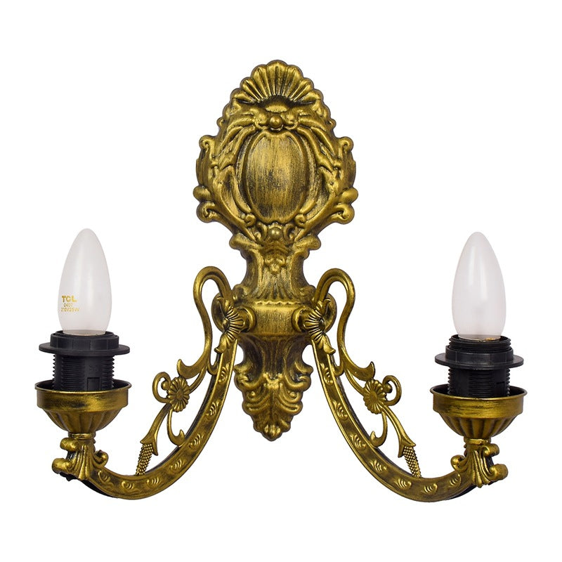 Tiffany Resin Glass Conic Foliage 2-Light Wall Sconce Lamp