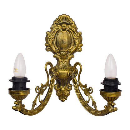 Tiffany Resin Glass Conic Foliage 2-Light Wall Sconce Lamp