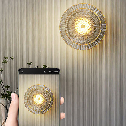 Modern Minimalist Round Glass Copper LED Wall Sconce Lamp