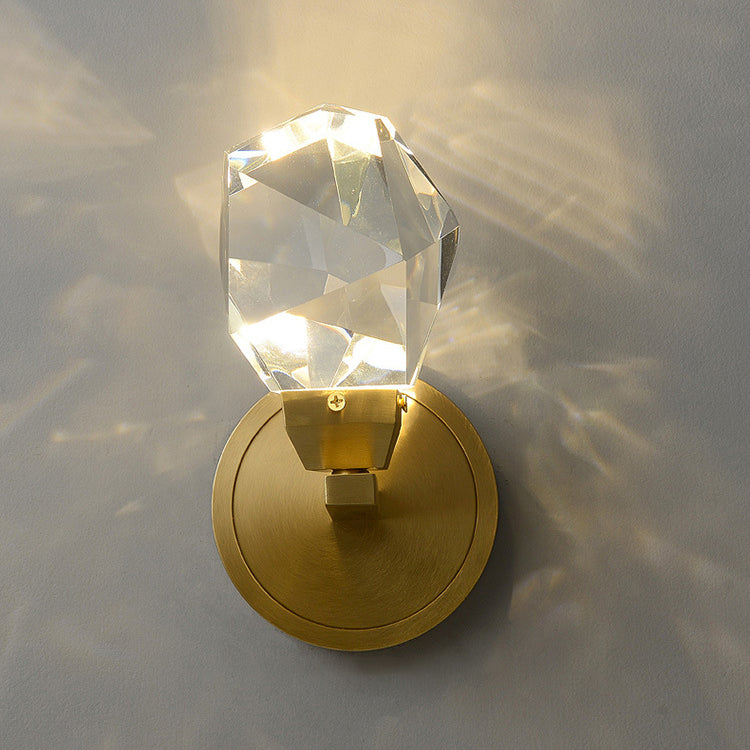 Luxury Full Copper Crystal Stone LED Wall Sconce Lamp