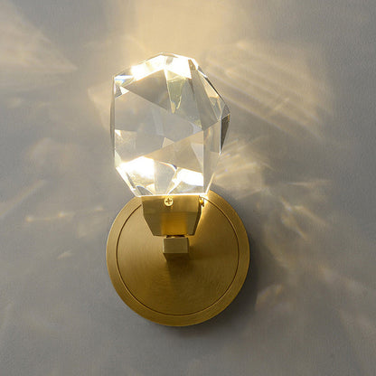 Luxury Full Copper Crystal Stone LED Wall Sconce Lamp