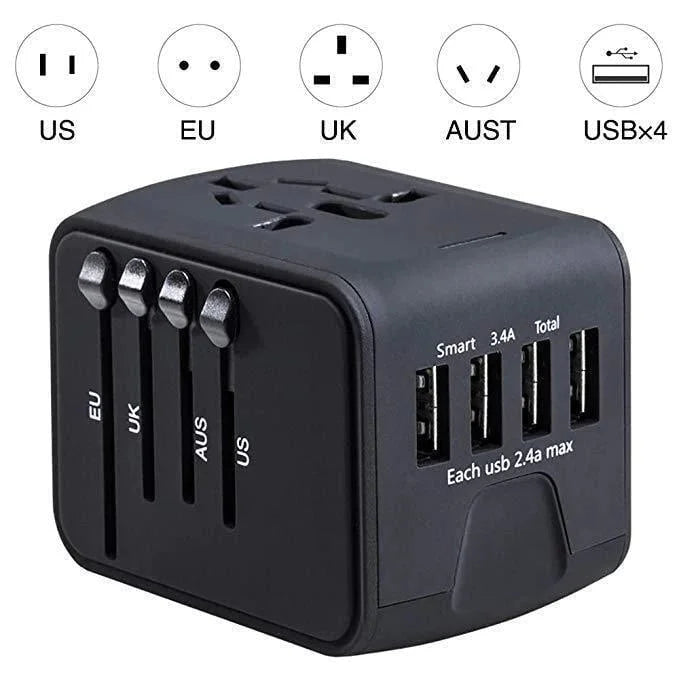 Universal Travel Adapter with 4 Plug Types
