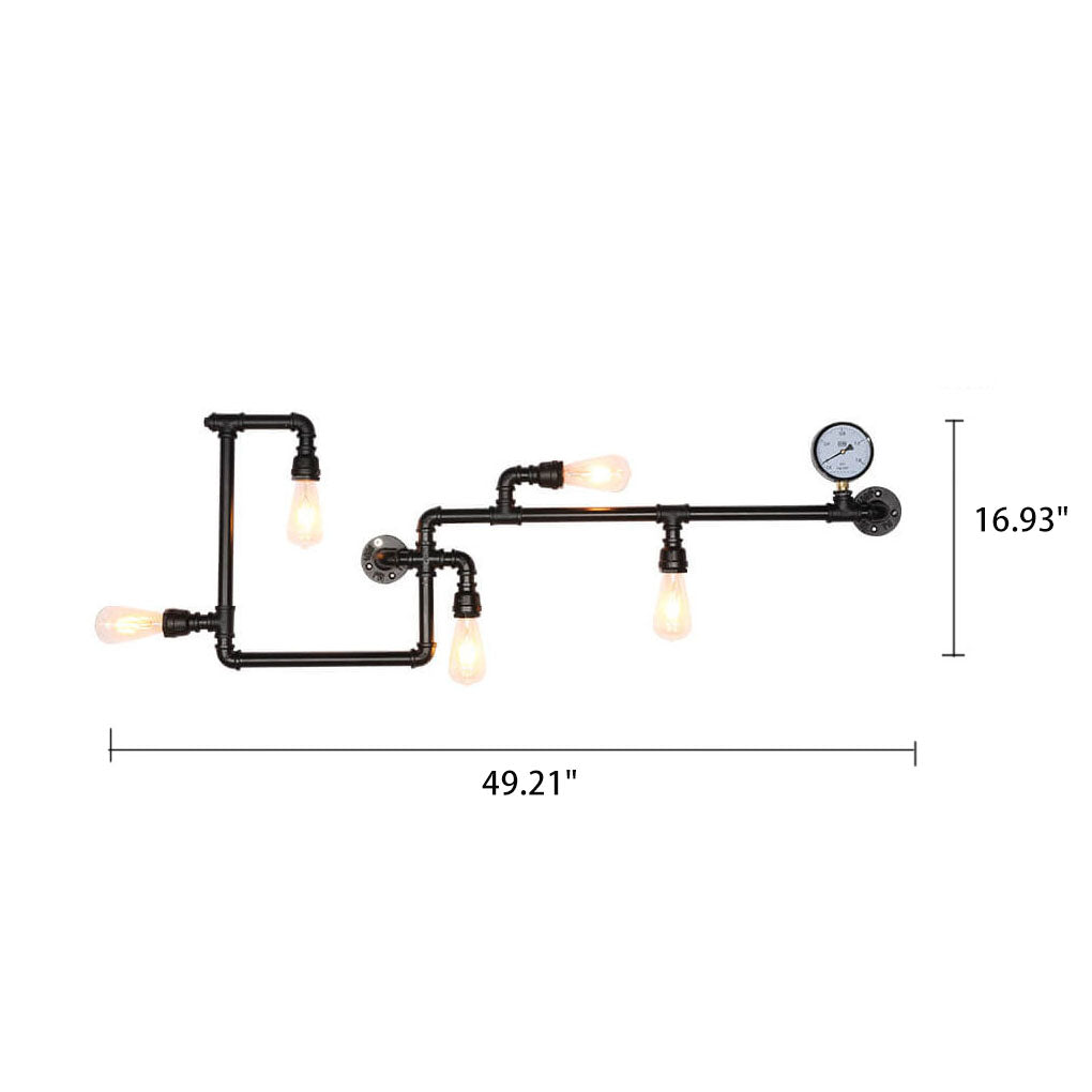 Industrial Maze Pipe 5-Light Wall Sconce Lamp